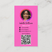 メイクアップアーティストInstagram POSTピンクQRコード 名刺 (裏面)