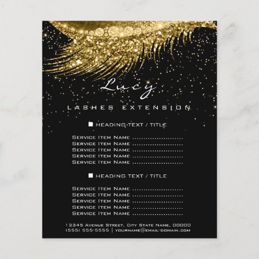 メイクアップアーティストLash Black 2ページ価格表金ゴールド チラシ (裏面)