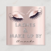 メイクアップアーティストLash Extensionダイヤモンドピンクのローズグラム スクエア名刺 (正面)