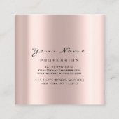 メイクアップアーティストLash Extensionダイヤモンドピンクのローズグラム スクエア名刺 (裏面)