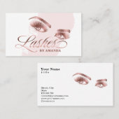 メイクアップアーティストLash Eyebrow Lashesバラ金ゴールド 名刺 (正面/裏面)