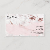 メイクアップアーティストLash Eyebrow Lashes大理石バラ金ゴールド 名刺 (裏面)