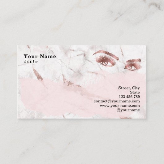 メイクアップアーティストLash Eyebrow Lashes大理石バラ金ゴールド 名刺 (裏面)