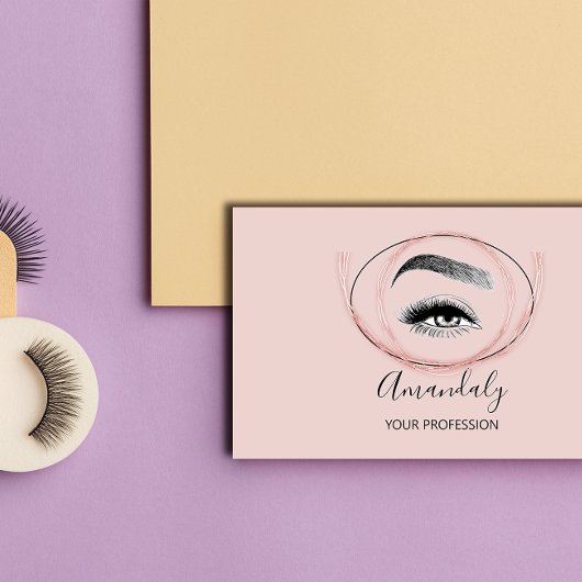 メイクアップアーティストLash FriseurロゴQRコードFrameRose 名刺