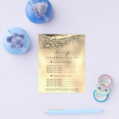 メイクアップアーティストLash Glam 2ページ価格表金ゴールド チラシ (シングル)