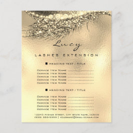 メイクアップアーティストLash Glam 2ページ価格表金ゴールド チラシ