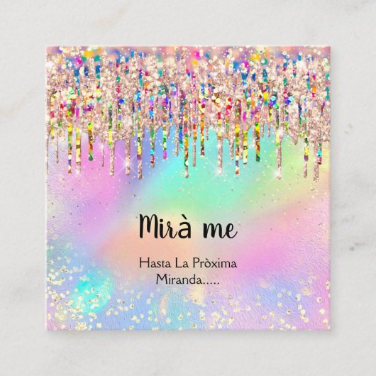 メイクアップアーティストLash Studioの自筆写真ドリップ スクエア名刺 (正面)