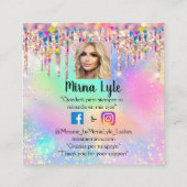 メイクアップアーティストLash Studioの自筆写真ドリップ スクエア名刺 (裏面)