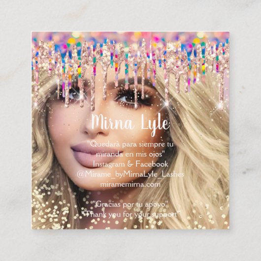 メイクアップアーティストLash Studio Holigraph Photo Mirna スクエア名刺 (裏面)