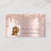 メイクアップアーティストMUAの点字グリッタードリップバラ写真 名刺 (正面)