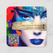メイクアップアーティストQRコードとソーシャルメディアの追加カラフル スクエア名刺 (裏面)