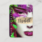 メイクアップアーティストQRコードとソーシャルメディアの追加カラフル 名刺 (正面)