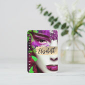 メイクアップアーティストQRコードとソーシャルメディアの追加カラフル 名刺 (スタンド正面)