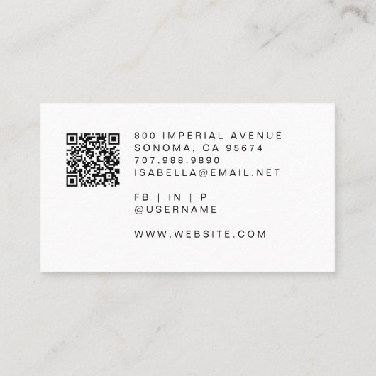 メイクアップアーティストQRコードソーシャルメディア 名刺 (裏面)