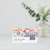 メイクアップアーティストQRコードロゴソーシャルメディア 名刺 (スタンド正面)