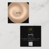 メイクアップアーティストQRコードロゴ赤面白黒 スクエア名刺 (正面/裏面)