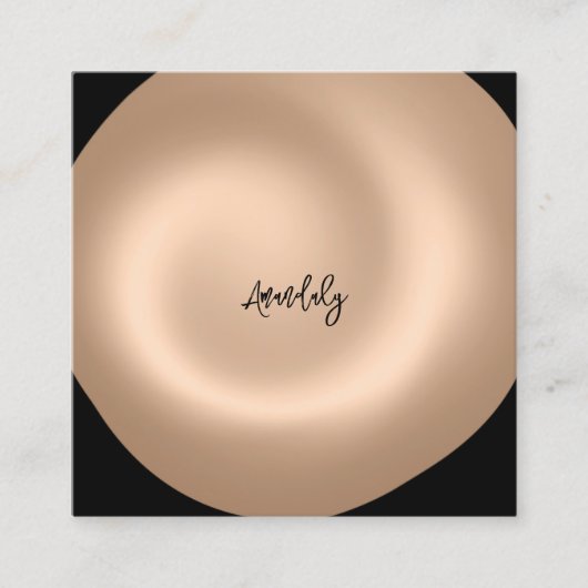 メイクアップアーティストQRコードロゴ赤面白黒 スクエア名刺 (正面)