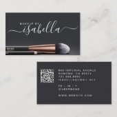 メイクアップアーティストQRコード木炭ブラック 名刺 (正面/裏面)