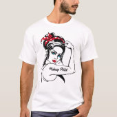 メイクアップアーティストRosie The Riveter Pin Up Tシャツ (正面)