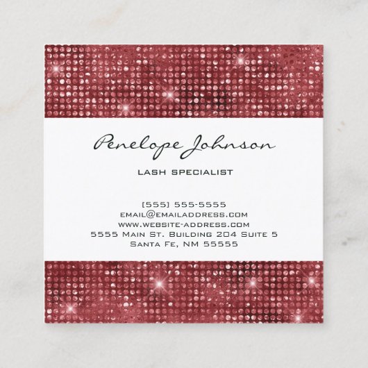 メイクアップアーティストRuby Sparkle Glam スクエア名刺 (裏面)