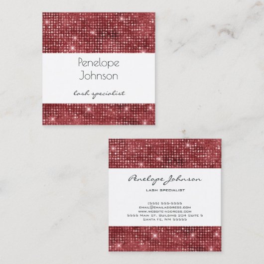 メイクアップアーティストRuby Sparkle Glam スクエア名刺 (正面/裏面)