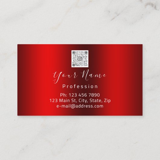 メイクアップアーティストStudio Red LipsロゴQRコードロゴ 名刺 (裏面)