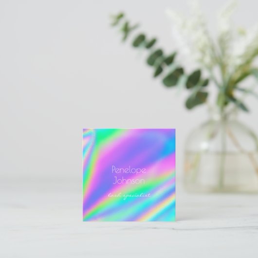 メイクアップアーティストUnicornホログラフィック スクエア名刺 (スタンド正面)