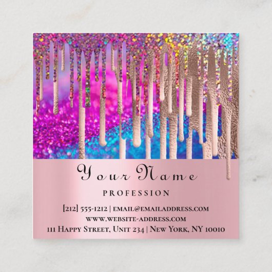 メイクアップアーティストUnicorn自筆証書爪、 ネイルアーティスト スクエア名刺 (裏面)