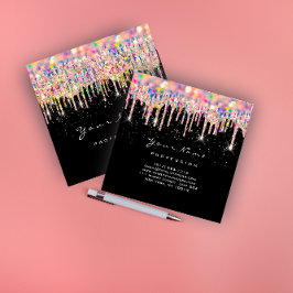 メイクアップアーティストUnicorn Black Holigraph Unicorn Blue スクエア名刺