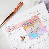 メイクアップアーティストUnicorn Rainbow Holigraph Drips スクエア名刺