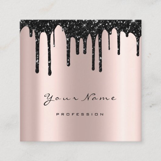 メイクアップアーティストWaxing Brows Black DripMicroblading スクエア名刺 (正面)