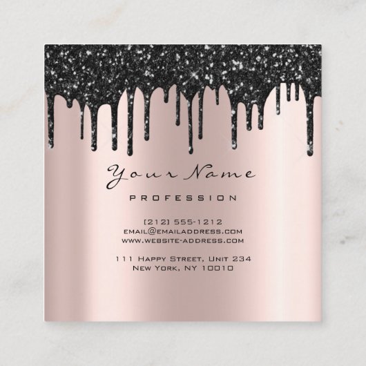 メイクアップアーティストWaxing Brows Black DripMicroblading スクエア名刺 (裏面)