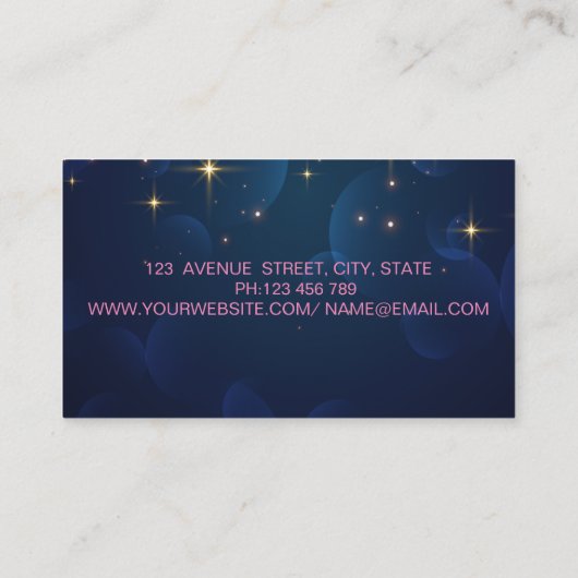 メイクアップアーティスモダントきらびやかな唇がネイビーブルーを星 名刺 (裏面)