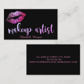 メイクアップアーティスモダントきらびやかな唇(黒) 名刺 (正面/裏面)
