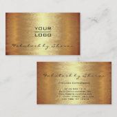 メイクアップアーティスモダントの暖かい金ゴールドシンプルなロゴ 名刺 (正面/裏面)