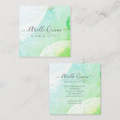 メイクアップアーティスモダントの水の色の形状スクリプト スクエア名刺 (正面/裏面)