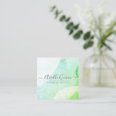 メイクアップアーティスモダントの水の色の形状スクリプト スクエア名刺 (スタンド正面)