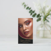 メイクアップアーティスモダントスクリプト黒と金ゴールド 名刺 (スタンド正面)