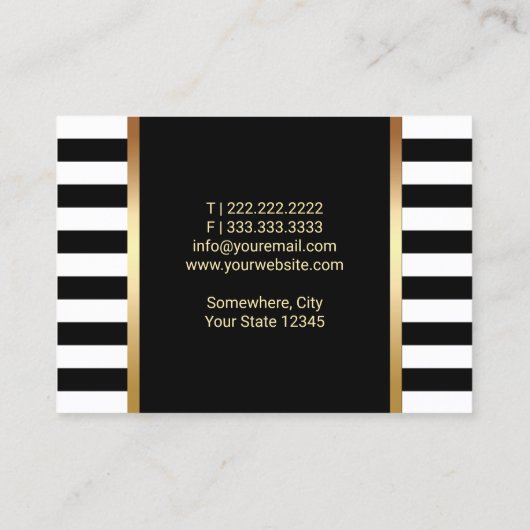 メイクアップアーティスモダントストライプ金ゴールドリップぽっちゃり 名刺 (裏面)