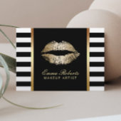 メイクアップアーティスモダントストライプ金ゴールドリップぽっちゃり 名刺