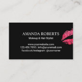 メイクアップアーティスモダントレッドリッププリントサロン 名刺 (裏面)