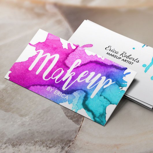 メイクアップアーティスモダント水カラー美しいサロン 名刺