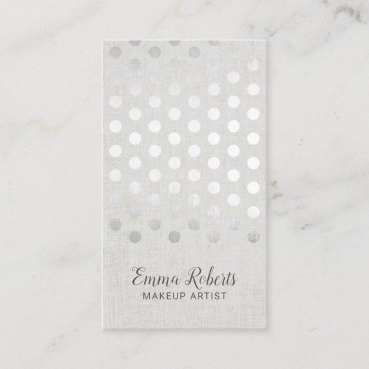 メイクアップアーティスモダント水玉模様リネンフェイク 名刺 (正面)