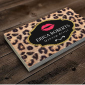 メイクアップアーティスモダント赤くちびれヒョウ印刷サロン 名刺