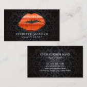 メイクアップアーティスユニークト3D金ゴールドレッドリップダマスク 名刺 (正面/裏面)