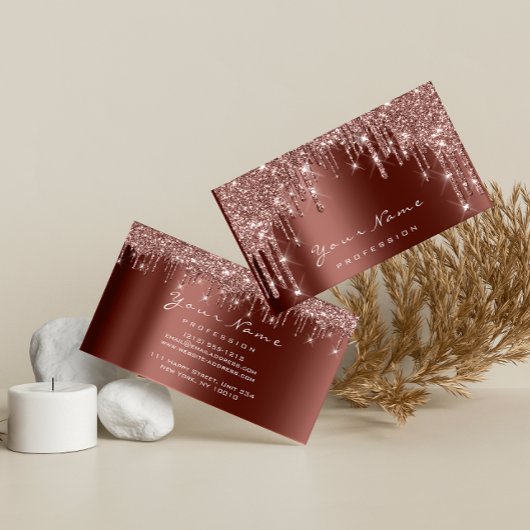 メイクアップイベントグリッターバラ爪、 ネイルマニキュアブラウン 名刺