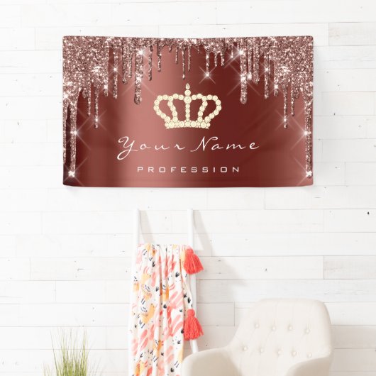 メイクアップイベントプランナーグリッターバラクラウンブラウンバス 横断幕 (インサイチュ)