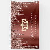 メイクアップイベントプランナーグリッターバラクラウンブラウンバス 横断幕 (縦)