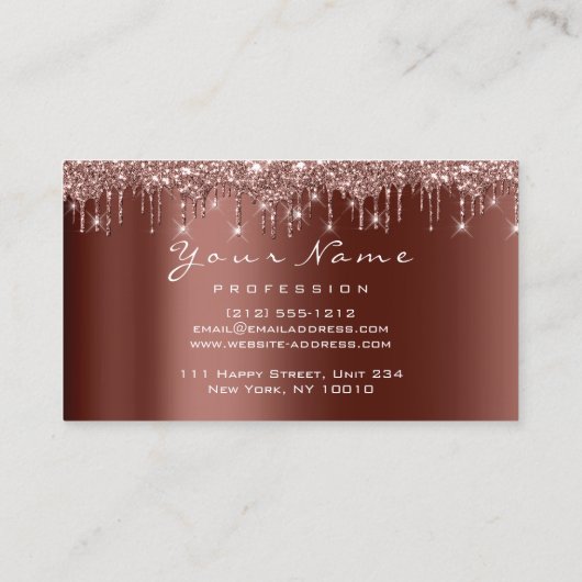 メイクアップイベントプランナーグリッターバラクラウンブラウン 名刺 (裏面)