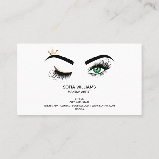 メイクアップウィンクアイグリーン美しいサロンロイヤリティカード 名刺 (裏面)